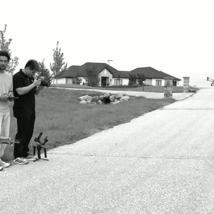 Two of the crew dialing in a gimbal rig