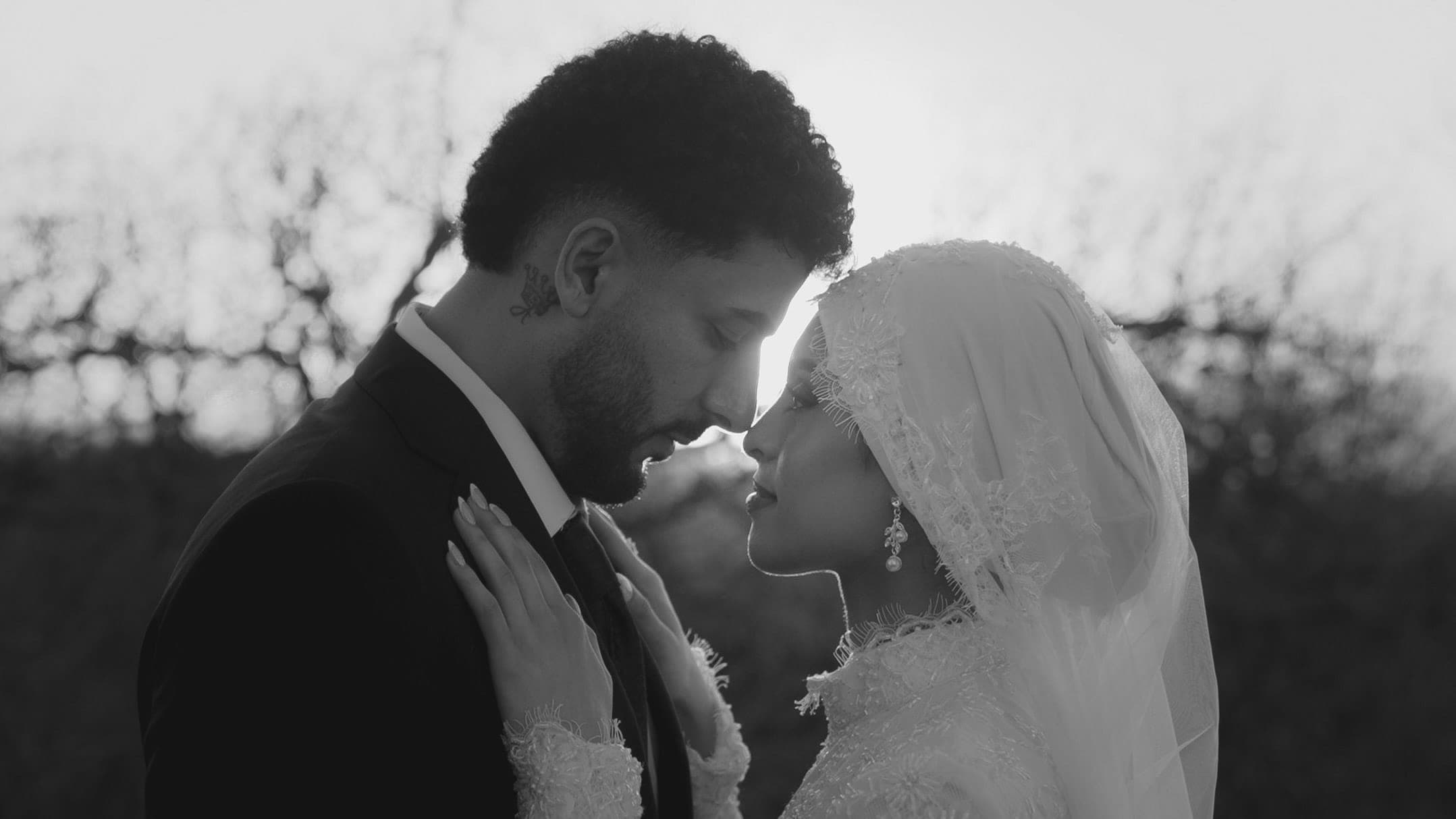 A bride and groom on their wedding day