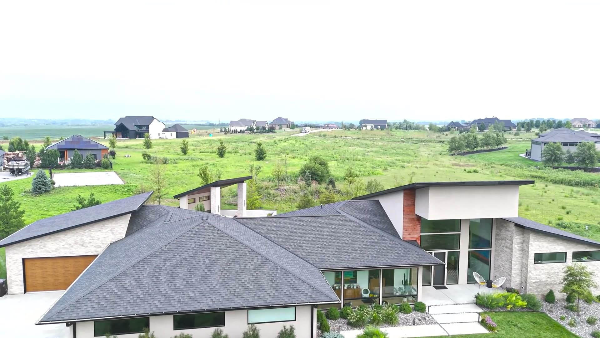 Aerial drone film over a private estate in southeast Lincoln