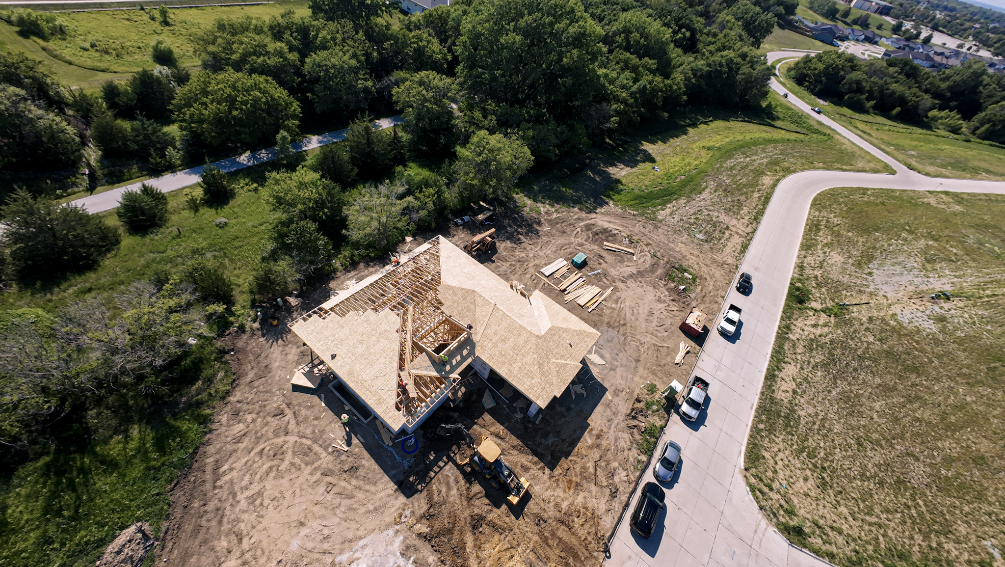 The corner lot at Hidden Hills from the air
